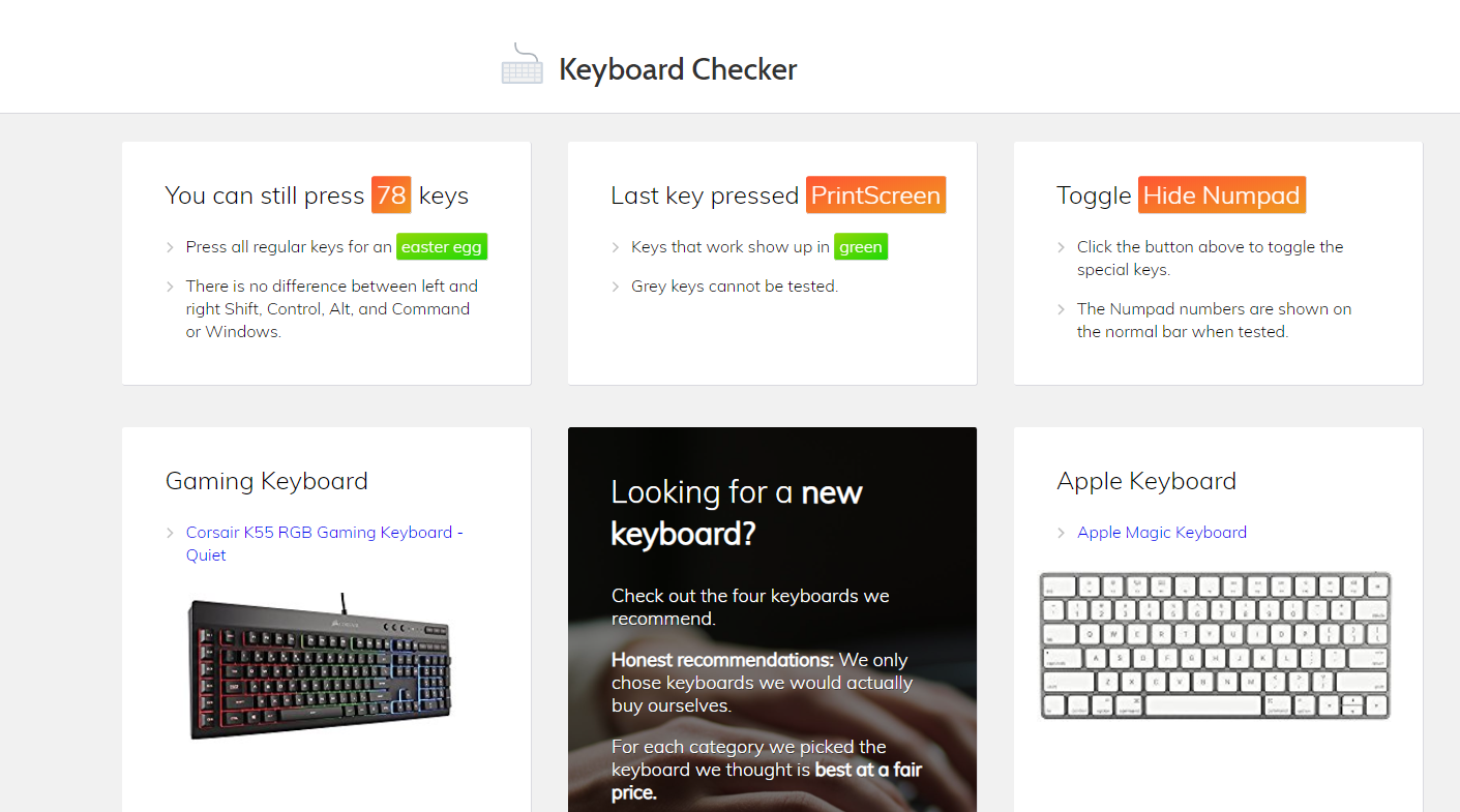 Online keyboard tester Keyboard, keymap